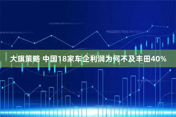 大旗策略 中国18家车企利润为何不及丰田40%